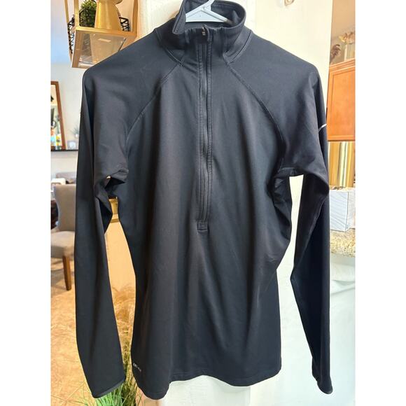 Nike Pro Women s 1/2 Zip Black Long Sleeve Pullover Jacket Sz Lg 6-10 - Picture 2 of 5